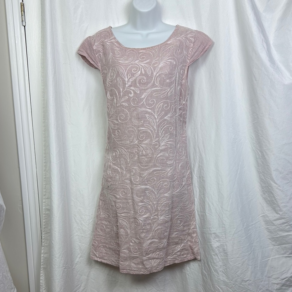 Valentina Naldi embroidered linen shift dress size medium